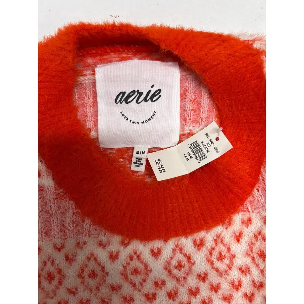 Aerie Flurry Oversized Comfy Soft Crew Neck Sweater in sunburst. Size S NWT